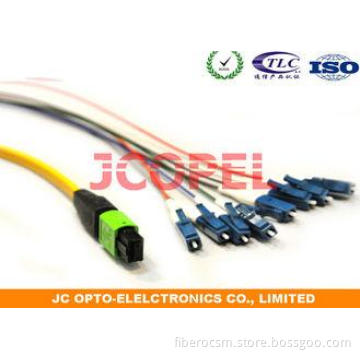 0.3dB 8Core MPO - LC Single Mode Fiber Patch Cord Optical J